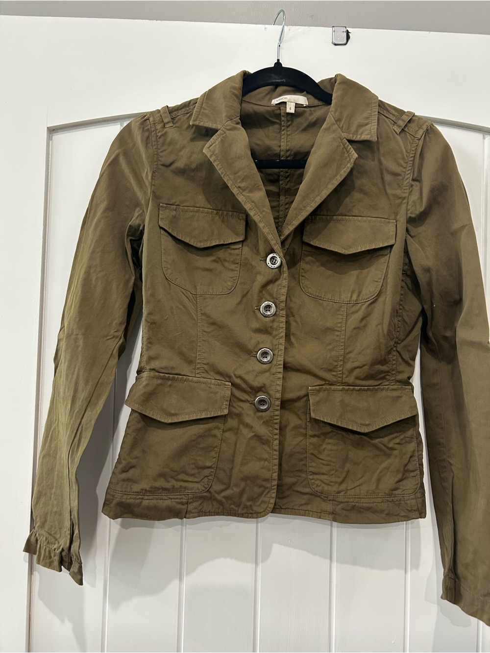 Vince Olive Military-Style Cotton Blazer